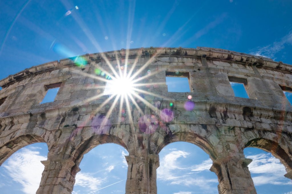 colosseum, wall, backlighting